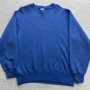 Vintage BVD Mens Blank Blue Crewneck Sweatshirt Made in USA M 90s Blank Fleece
